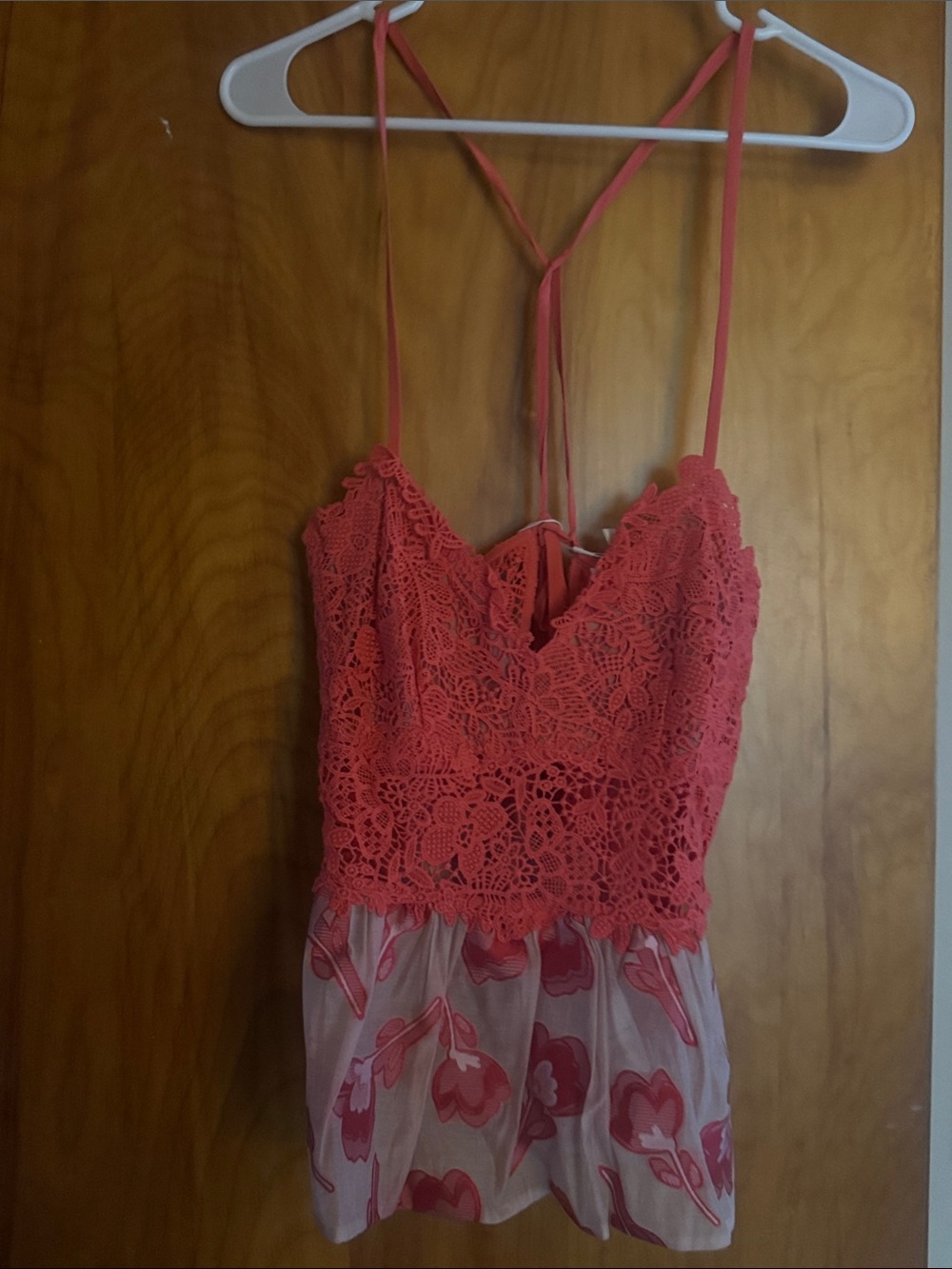 Rebecca Taylor Coral Lace & Floral Top